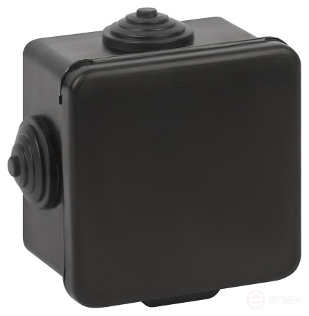 Soldering box ERA KOR-65-65-50- 4g-B open installation black 65x65x50mm with 4 vx hermetic drives. IP54