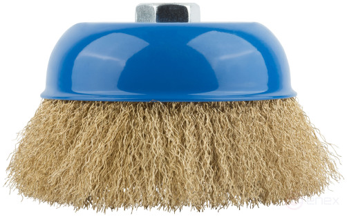 Korschetka, type "cup", nut M14, steel latuned wavy wire 125 mm