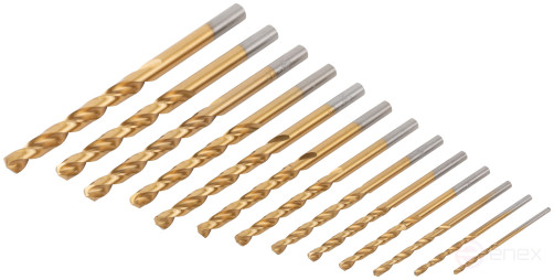 A set of HSS ground metal drills, titanium coating, 135° sharpening angle, layer. case, 13 pcs. (1.5-2.0-2.5-3-3.2-3.5-4-4.5-4.8-5-5.5-6-6.5 mm)