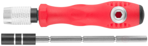 Screwdriver with bits for precision work, 30 bits, extension cord, in a plastic box