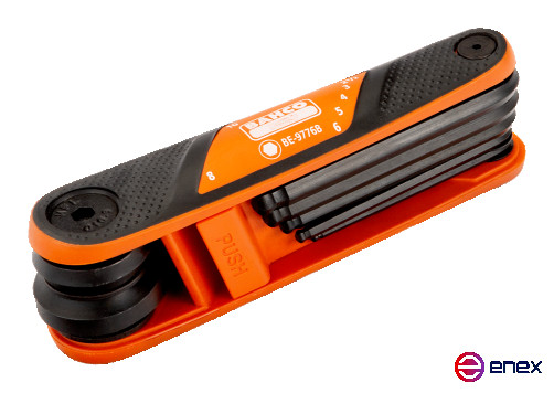 Набор складных шестигранных Г-образных ключей с шаровым наконечником 2,5 - 10 мм, 7 шт, с двухкомпонентной рукояткой