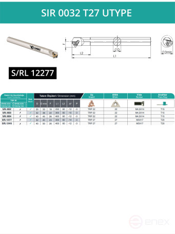 SIR 0032 T27 UTYPE threaded cutter 32 mm inner right / plate TRP27**
