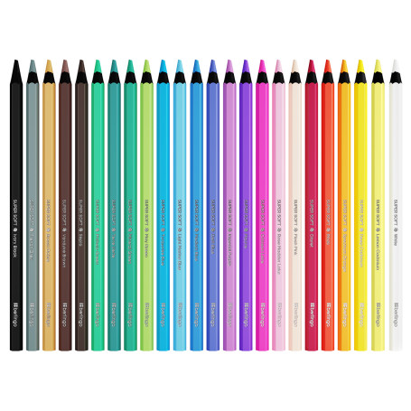 Berlingo colored pencils "SuperSoft. Blackwood", 24 colors, ebony, sharpened, cardboard, European