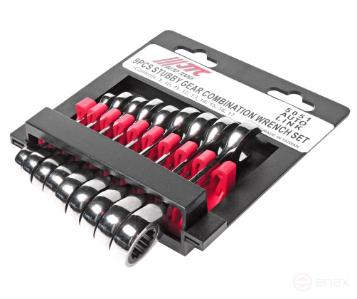 Набор ключей комбинированных 8-17мм трещоточных укороченных 9 предметов JTC