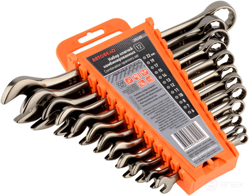 Набор комб.ключей АвтоDело"ЧернаяСталь" 12шт.(холдер) 35120