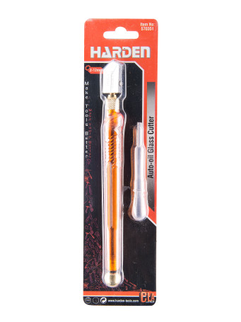 1 glass cutter roller with plastic handle, oil.// HARDEN
