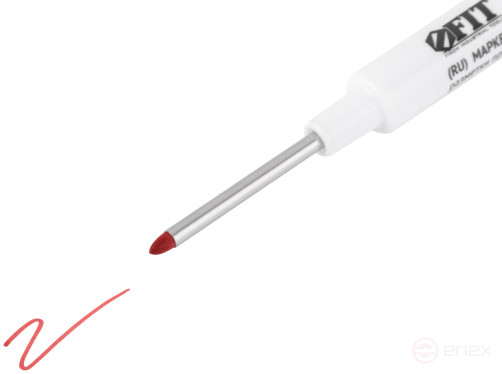 Маркер строительный перманентный, тонкий, удлиненное перо, красный