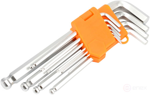 Набор Г-обр. шестигр. 10ч (1/16"-1/2"; CR-V; удлинённые; с шаром) АвтоDело (39152)