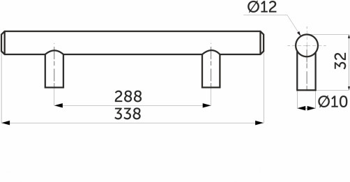 Metal railing handle 288/338 steel chrome AKS