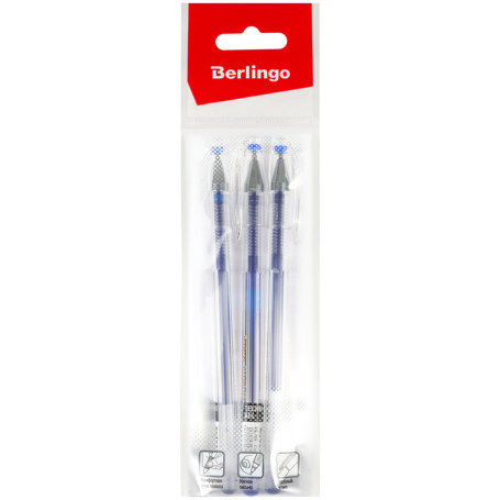 Set of gel pens Berlingo "Techno-Gel" blue 0.5 mm, 3 pcs (packing)