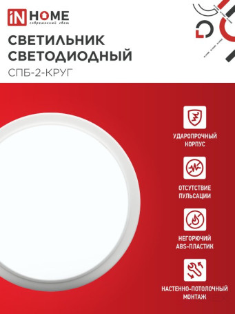 Светильник светодиодный СПБ-2-КРУГ 24Вт 230В 6500К 1700Лм 310мм белый IN HOME