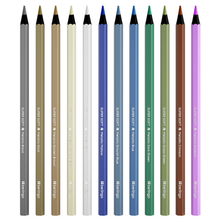 Berlingo colored metallic pencils "SuperSoft. Metallic", 12 colors, sharpened, European suspension