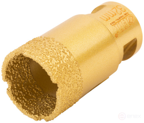 Коронка кольцевая для УШМ, М14, по керамограниту, камню и кафелю алмазная, вакуумное спекание 32х60 мм