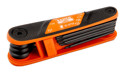 Набор складных Г-образных ключей TORX с двухкомпонентной ручкой T9 - T40, 8 шт