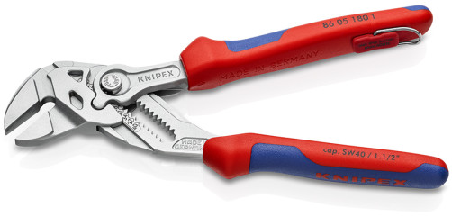 Adjustable pliers - wrench, 40 mm (1 1/2"), L-180 mm, chrome, 2-k handles, fear. strong, brilliant.