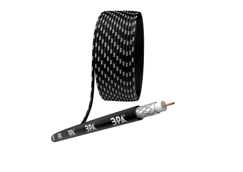 RL-64-PE100 ERA Coaxial Cable RG-6U, 75 Ohm, CCS/(64% Al braid), PE, color black, 100 m coil, SIMPLE