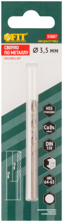 HSS metal drills with cobalt addition of 8% Profi (M42) in a blister of 3.5 x 70 mm (1 pc.)