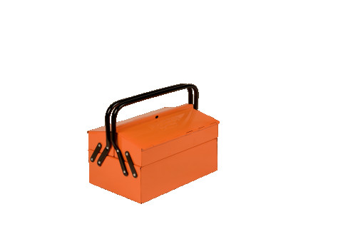 Metal tool box with 3 compartments and lockable 275 mm x 210 mm x 535 mm