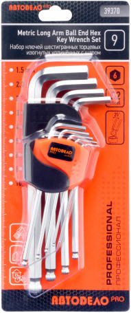 Набор Г-обр. шестигр. 9ч (1.5-10mm; S2; удлинённые; с шаром) АвтоDело PRO (39370)