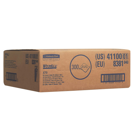 WypAll® X70 Протирочный материал - Упаковка Rag Box / Белый (1 Коробка x 300 листов)