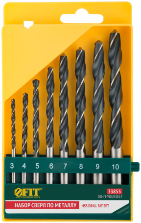 Set of HSS blackened metal drills, 8 pcs. (3-4-5-6-7-8-9-10 mm)