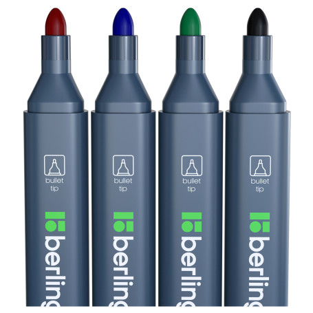 Berlingo permanent marker set "MultiLine PE320" 04 color, bullet-shaped, triangular, 3.0 mm