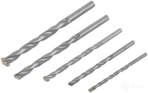 Набор сверл победитовых ударных, цилиндрический хвостовик, 5 шт. (4-5-6-8-10 мм)