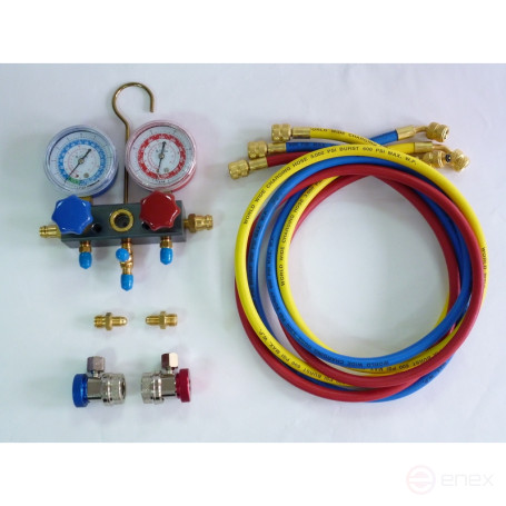 Pressure gauge collector for freon, with quick-release adapters MASTAK 105-20001