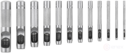 Пробойники для кожи, набор 12 шт. (отверстия 3-4-5-6-7-8-9-10-12-14-16-19 мм)