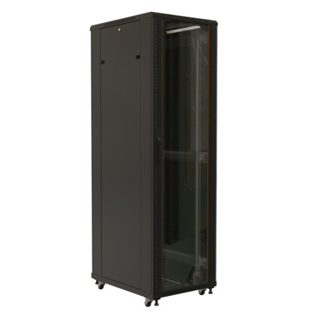 TTB-4282-AS-RAL9004 Outdoor cabinet 19-inch, 42U, 2055x800x1200mm (HxWxD), glass front door, solid rear door, handle with lock, 2 vertical cable organizers, color black (RAL 9004) (disassembled)