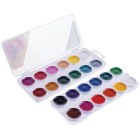 Watercolor Gamma "Bee", honey, 24 colors, without brush, plastic, European weight