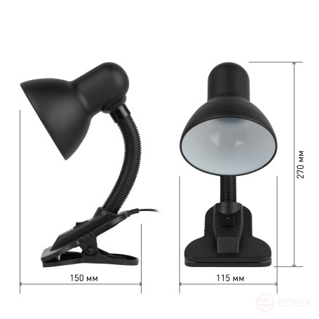 ERA N-102-E27-40W-BK table lamp on a clothespin, matt black