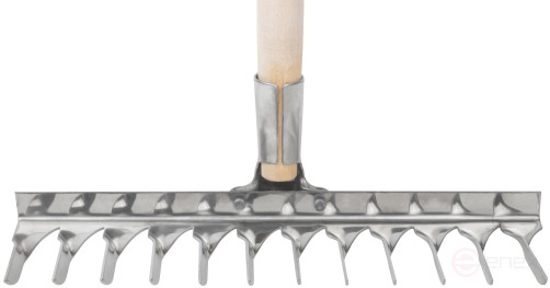 Грабли, витой зуб, нержавеющая сталь, 12 зубьев, с деревянным черенком