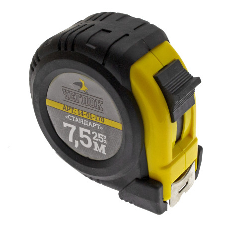 Tape measure, rubberized housing, ABS plastic, Standard series, 7.5m x 25mm, Cheglock (6/60)