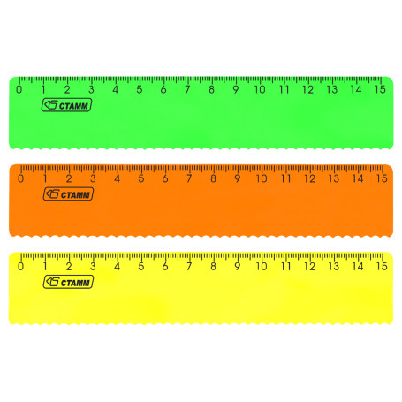 Ruler 15cm STAMM, plastic, with wavy edge, opaque, neon colors, assorted