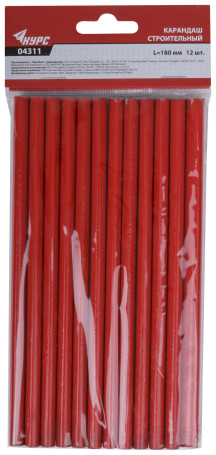 Construction pencils, 180 mm, 12 pcs.