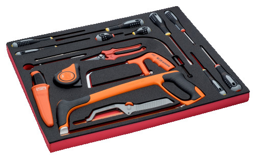 Fit&Go Screwdriver set + cutting tool + measuring tool in a bed, 17 items