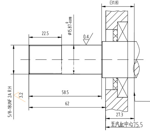 Коленвал LIFAN 13100/168F-2 (для мотопомпы 50WG) резьбовой вал T2 type)