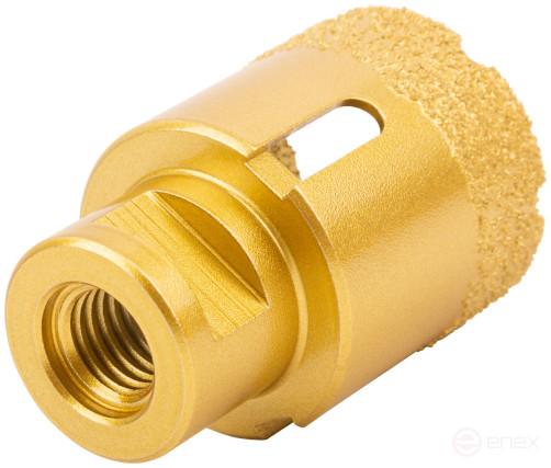 Коронка кольцевая для УШМ, М14, по керамограниту, камню и кафелю алмазная, вакуумное спекание 40х60 мм