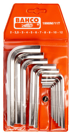 Набор шестигранных Г-образных ключей 2 - 12 мм, 11 шт, никелированные