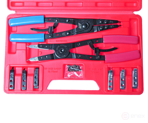 Набор щипцов для стопорных колец с наконечниками 12 предметов в кейсе JTC