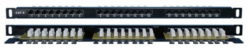 PPHD-19-24- 8P8C-C6-110D High-density Patch panel 19", 0.5U, 24 RJ-45 ports, Category 6, Dual IDC