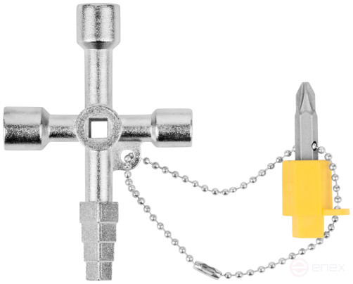 Ключ универсальный для электрошкафов 5-в-1, двусторонняя CrV бита PH2/SL7