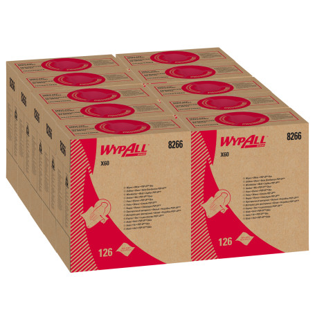 WypAll® X60 Протирочный материал - Коробка Рор-Up / Белый (10 Коробок x 126 листов)