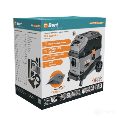Vacuum cleaner for dry and wet cleaning BORT BSS-1630-Pro