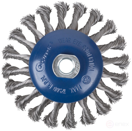 Щетка для УШМ, М14, тип "Тарелка", крученая проволока 0,5 мм, 125 мм, CUTOP Profi