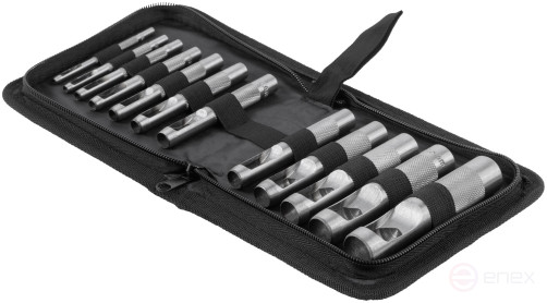 Пробойники для кожи, набор 12 шт. (отверстия 3-4-5-6-7-8-9-10-12-14-16-19 мм)