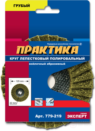 PRAKTIKA petal polishing wheel 125 x 22 mm, coarse, felt, abrasive (779-219)