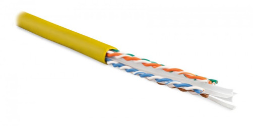 UUTP4-C6-S23-IN-LSZH-YL-100 (100 m) Twisted pair U/UTP cable, category 6, 4 pairs (23 AWG), single-core (solid), with separator, LSZH, ng(A)–HF, -20°C - +75°C, yellow - warranty:15 years component, 25 years system