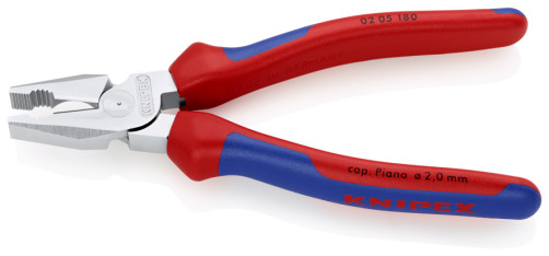 Comb pliers. special. powerful, res: failure. solid. Ø 2.5 mm, royal. string Ø 2 mm, cable Ø 11.5 mm, L-180 mm, chrome, 2-k handles